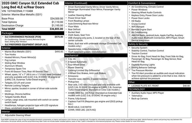 Used 2020 GMC Canyon SLE w/ SLE Convenience Package image 37