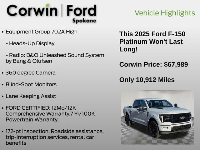 Certified 2025 Ford F150 Platinum w/ FX4 Off-Road Package image 13