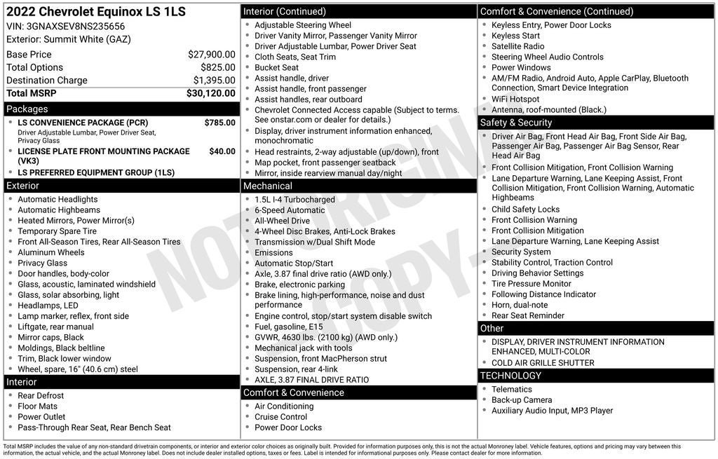Used 2022 Chevrolet Equinox LS w/ LS Convenience Package AWD/4WD image 37