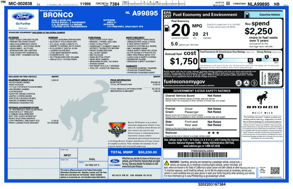Certified 2022 Ford Bronco Outer Banks AWD/4WD image 6