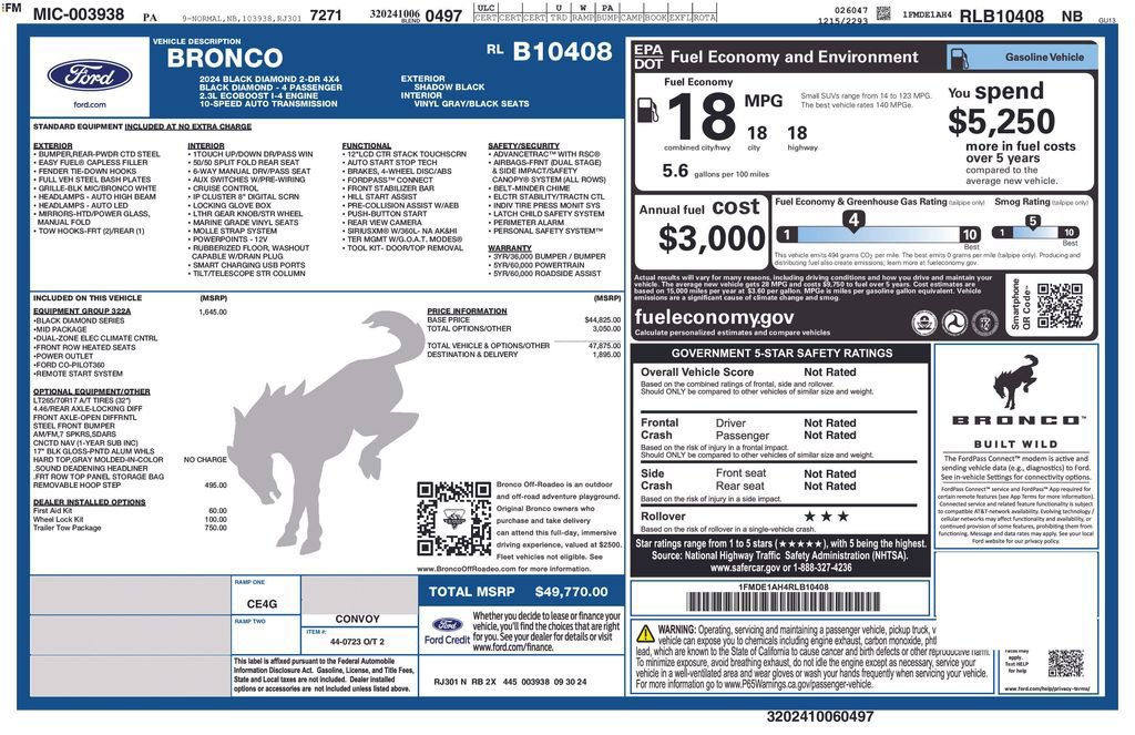 Certified 2024 Ford Bronco Black Diamond image 9