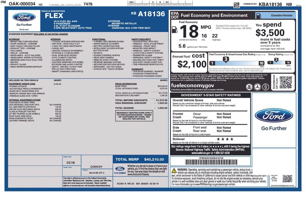 Certified 2019 Ford Flex SEL w/ Equipment Group 202A AWD/4WD image 27