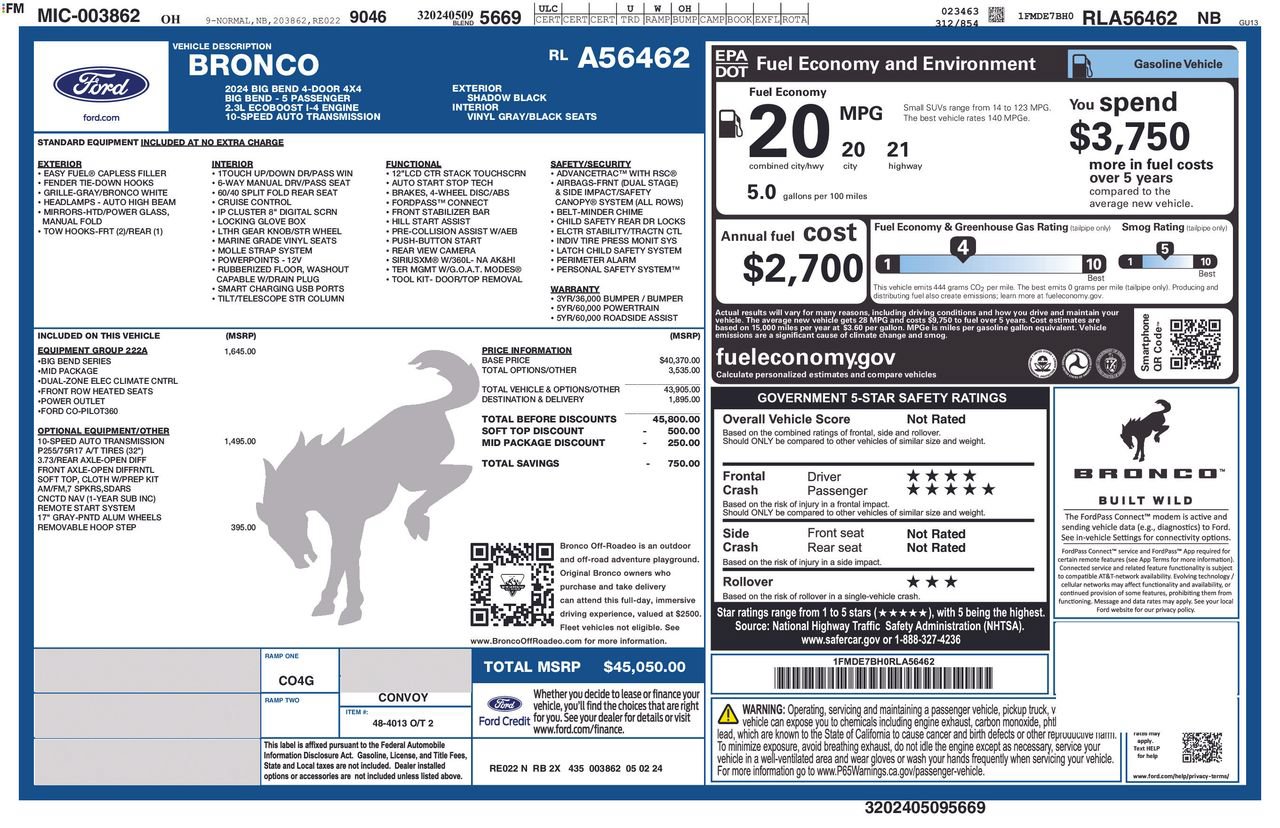 Certified 2024 Ford Bronco Big Bend AWD/4WD image 35
