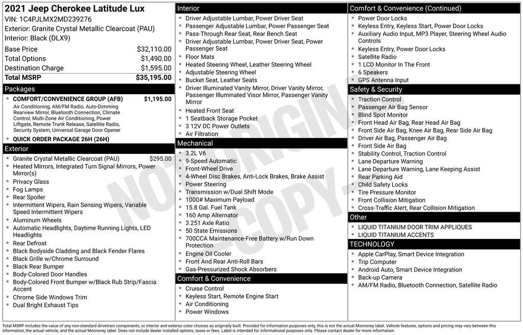 Used 2021 Jeep Cherokee Latitude Lux w/ Comfort/Convenience Group image 10