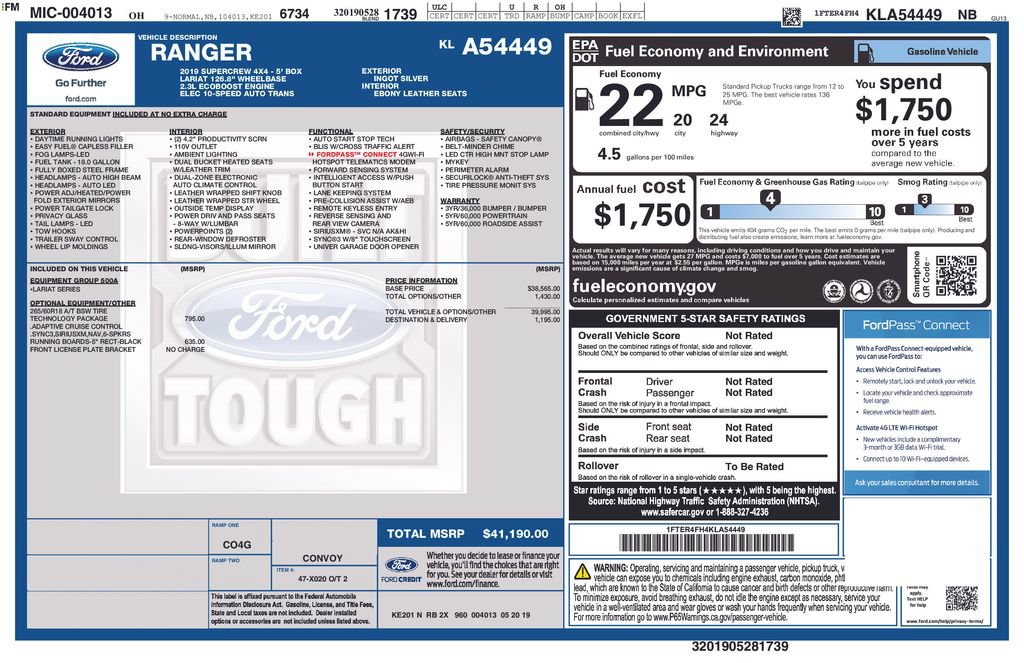 Certified 2019 Ford Ranger Lariat w/ Technology Package AWD/4WD image 5