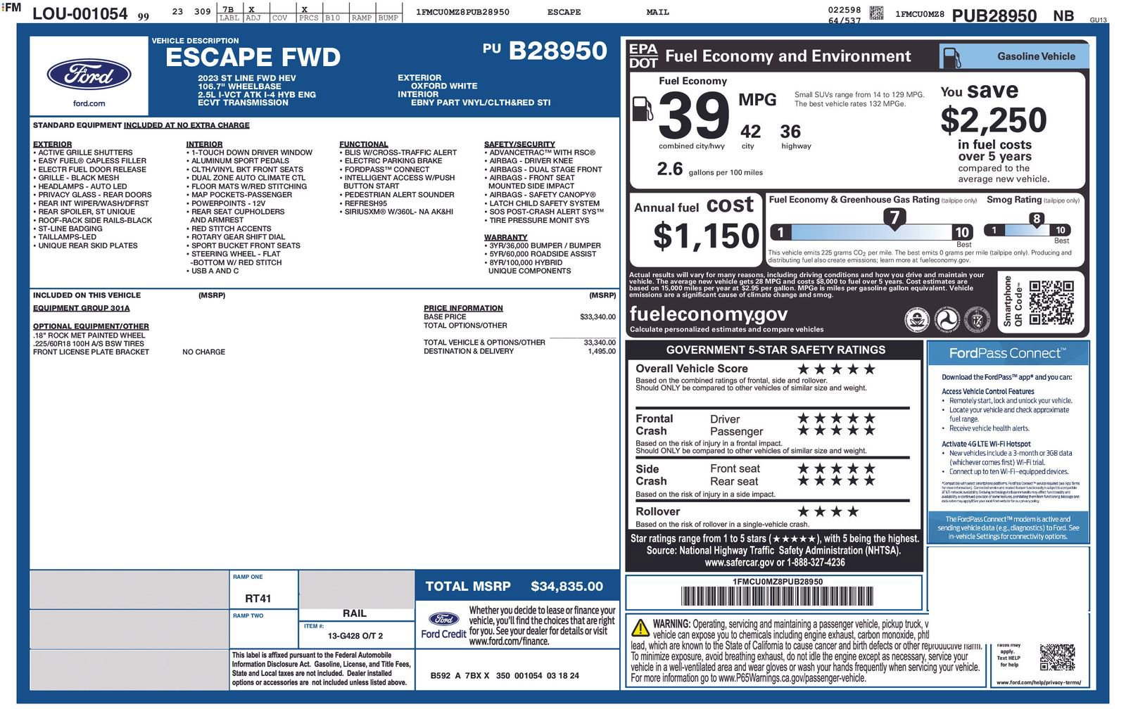 Certified 2023 Ford Escape ST-Line w/ Equipment Group 301A image 23