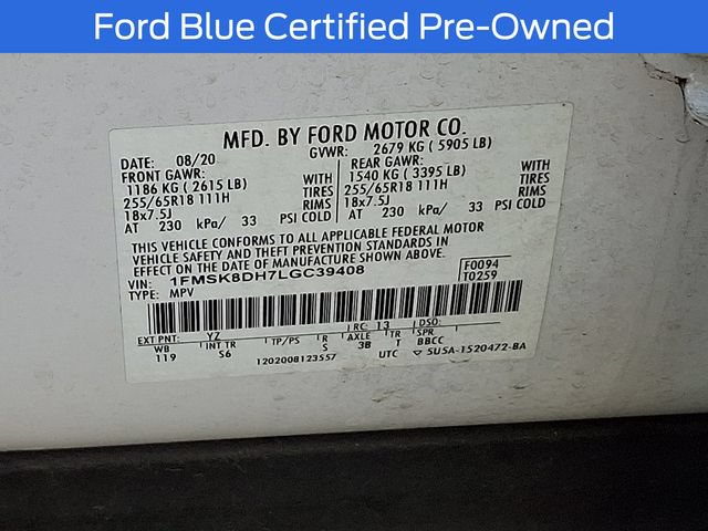 Certified 2020 Ford Explorer XLT w/ Equipment Group 202A AWD/4WD image 31