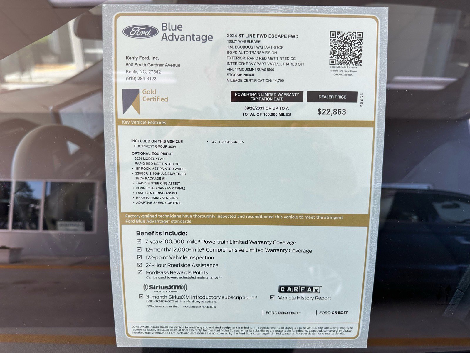 Certified 2024 Ford Escape ST-Line w/ Tech Pack #1 FWD image 10