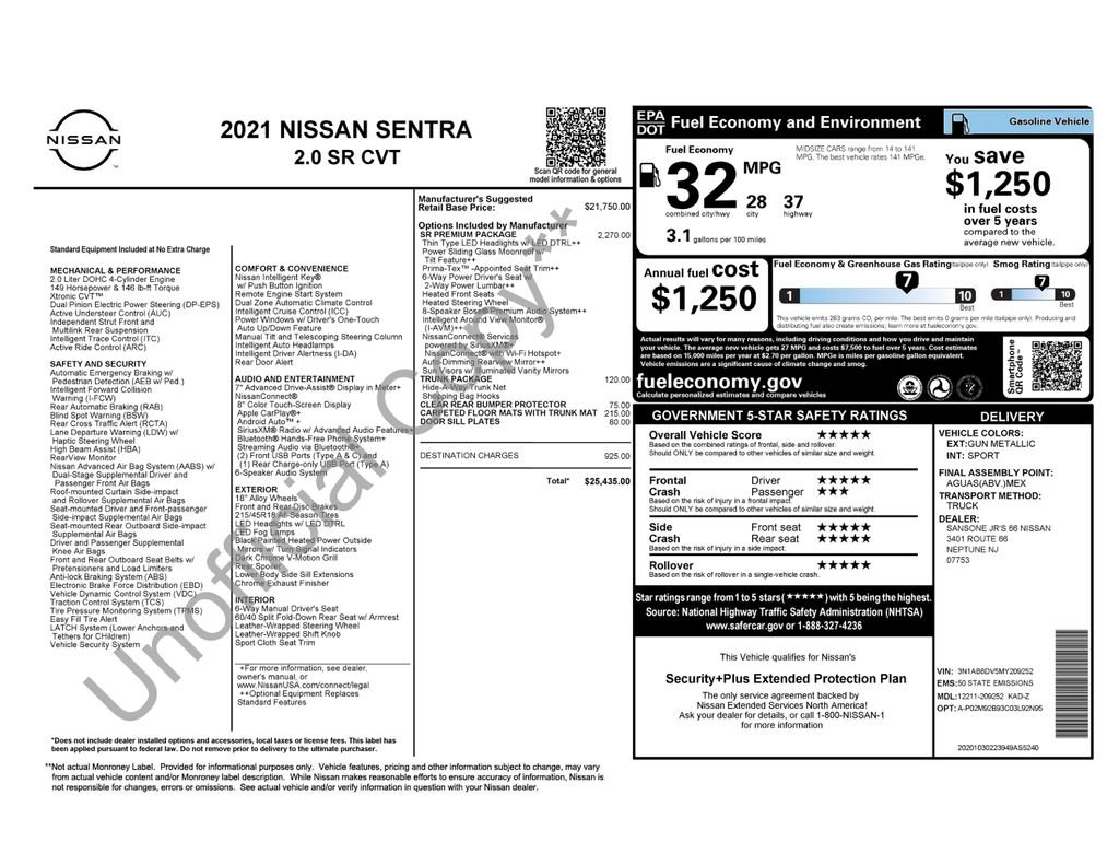 Used 2021 Nissan Sentra SR w/ SR Premium Package FWD image 32