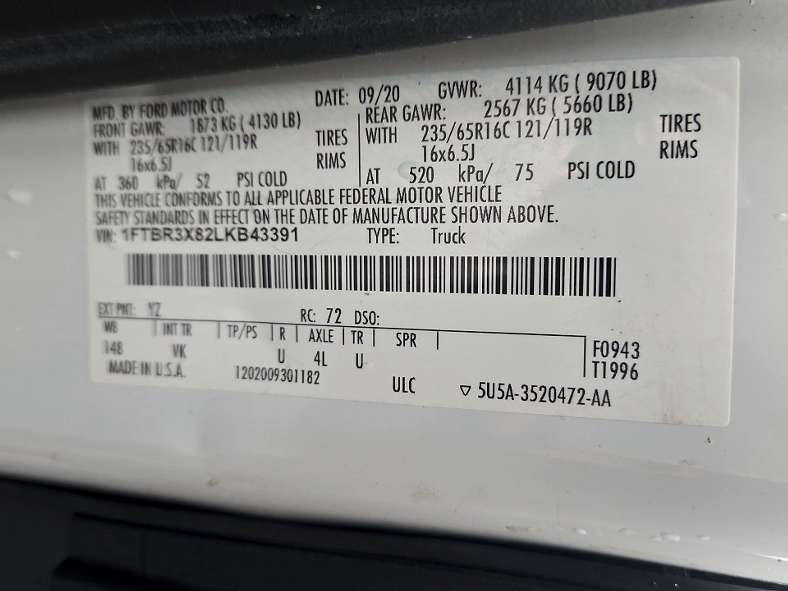 Certified 2020 Ford Transit 250 148 High Roof Extended RWD image 23