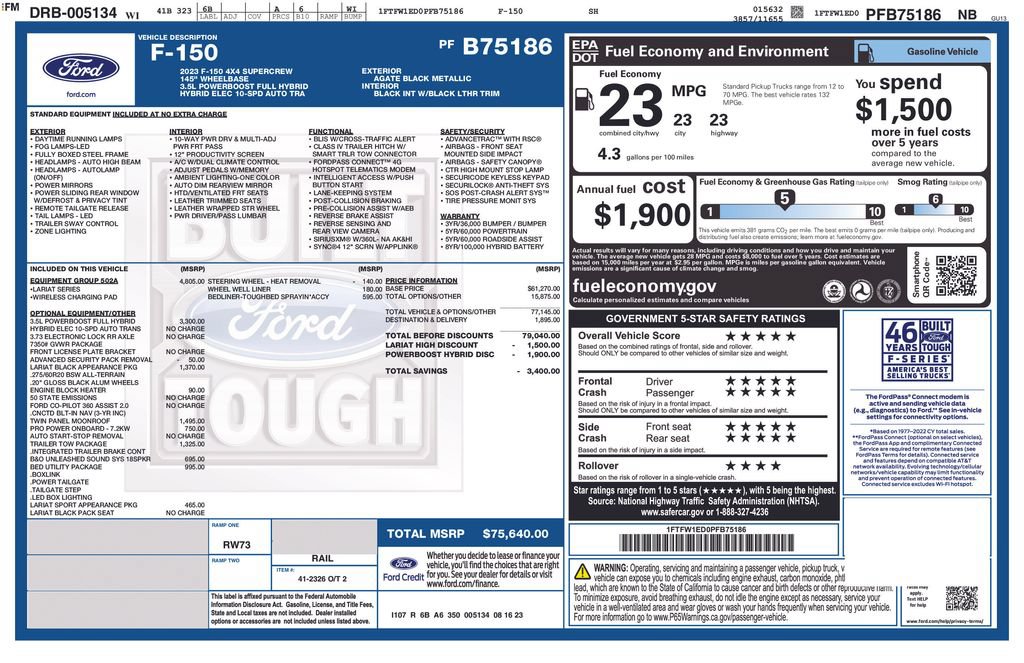 Certified 2023 Ford F150 Lariat w/ Equipment Group 502A High AWD/4WD image 12