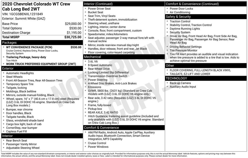 Used 2020 Chevrolet Colorado W/T w/ WT Convenience Package RWD image 25