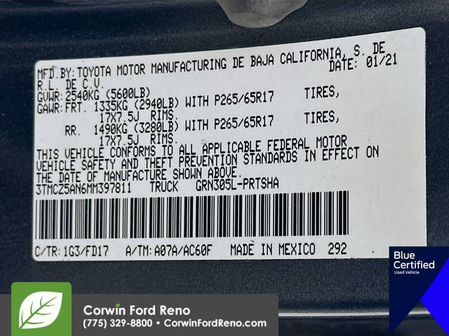 Used 2021 Toyota Tacoma TRD Sport w/ Technology Package image 33