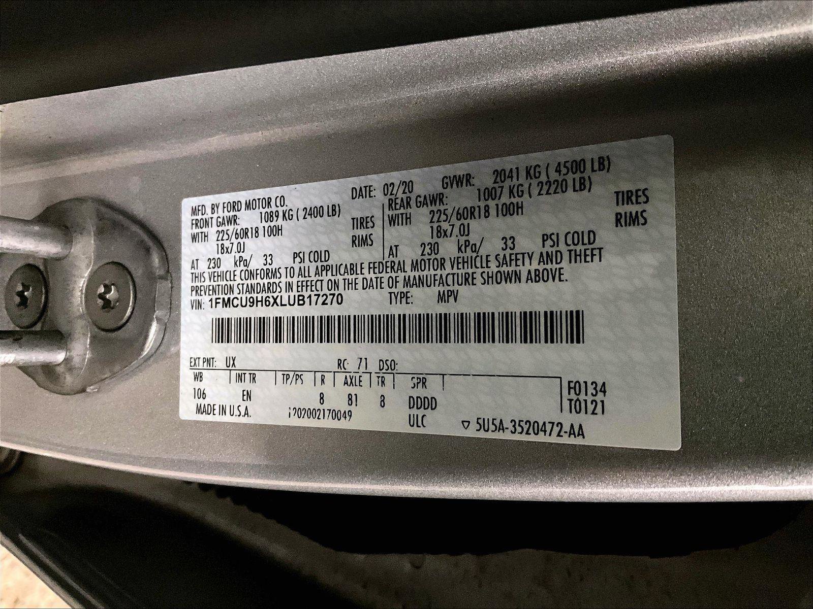 Certified 2020 Ford Escape SEL AWD/4WD image 32
