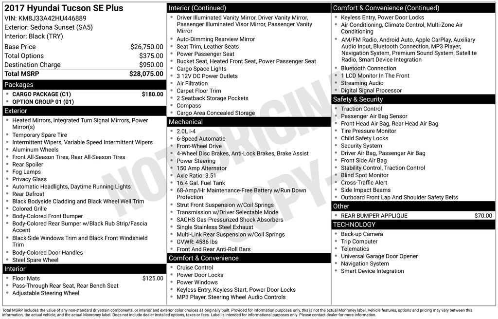 Used 2017 Hyundai Tucson SE Plus w/ Cargo Package image 4