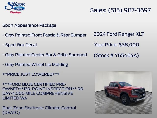 Certified 2024 Ford Ranger XLT w/ Equipment Group 301A High AWD/4WD image 16