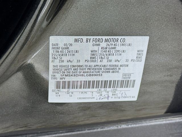 Certified 2020 Ford Explorer XLT w/ Equipment Group 202A image 33