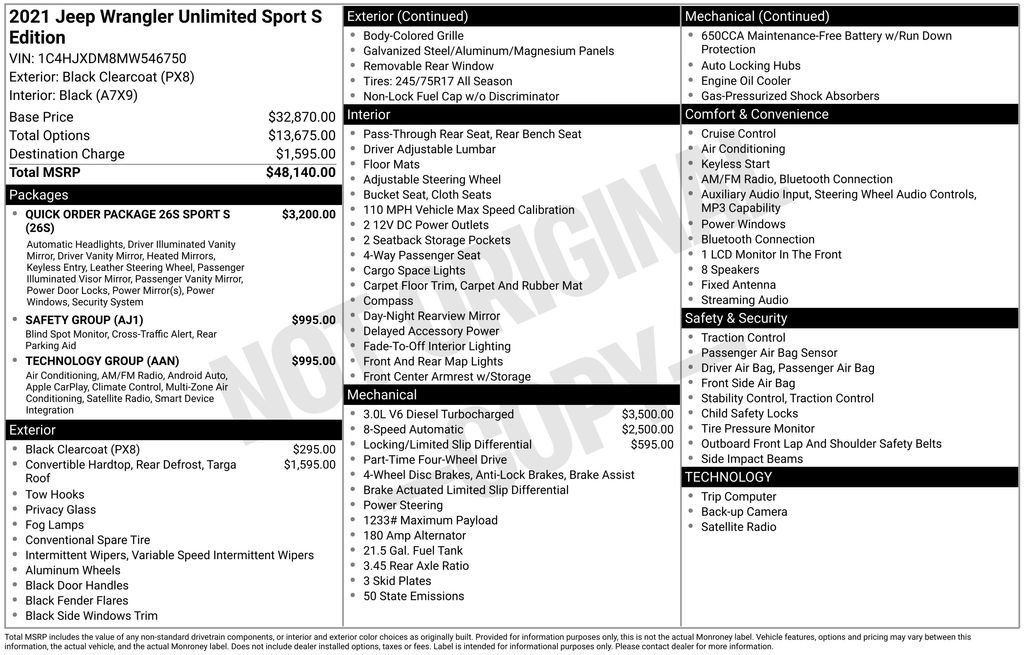 Used 2021 Jeep Wrangler Unlimited Sport image 10