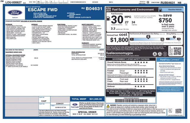 Certified 2024 Ford Escape Active w/ Cold Weather Package FWD image 29