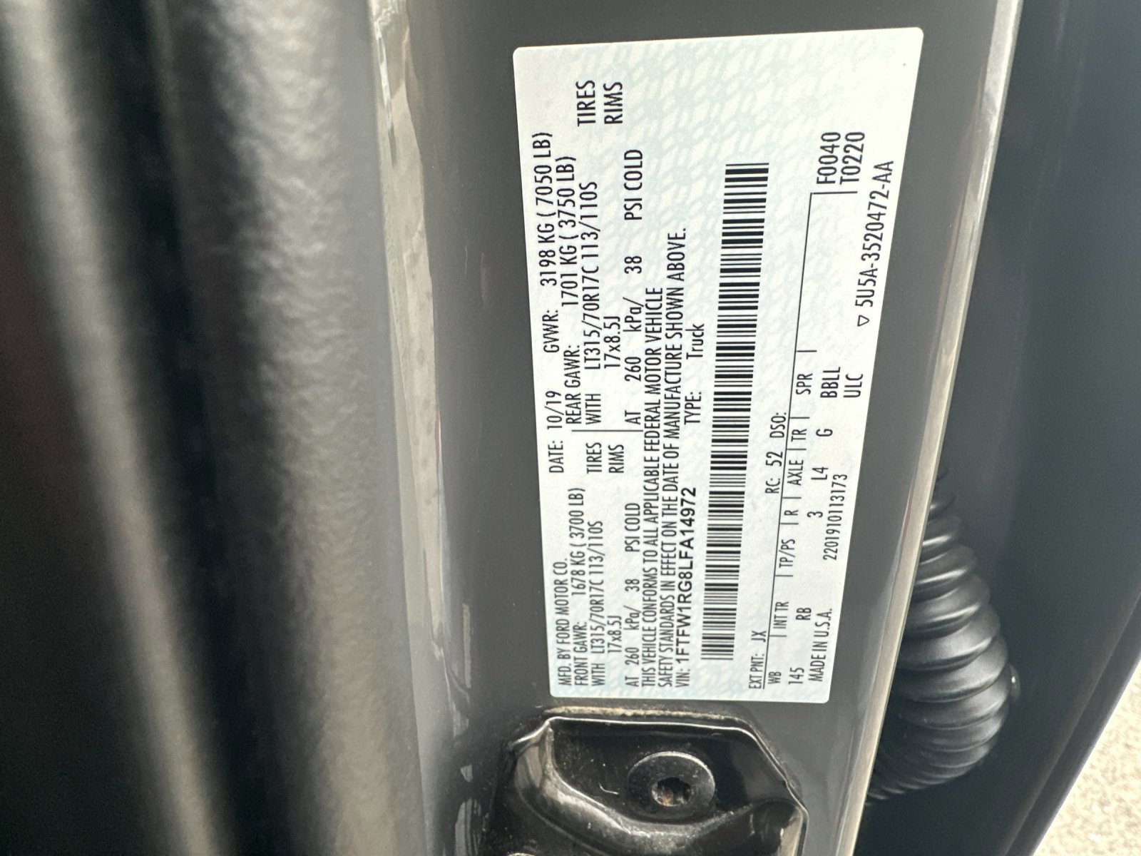 Certified 2020 Ford F150 Raptor w/ Equipment Group 802A Luxury image 28