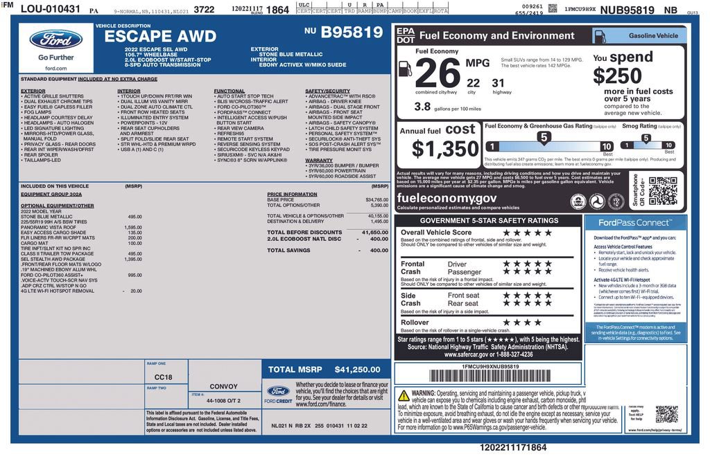 Certified 2022 Ford Escape SEL w/ SEL Stealth AWD Package image 29