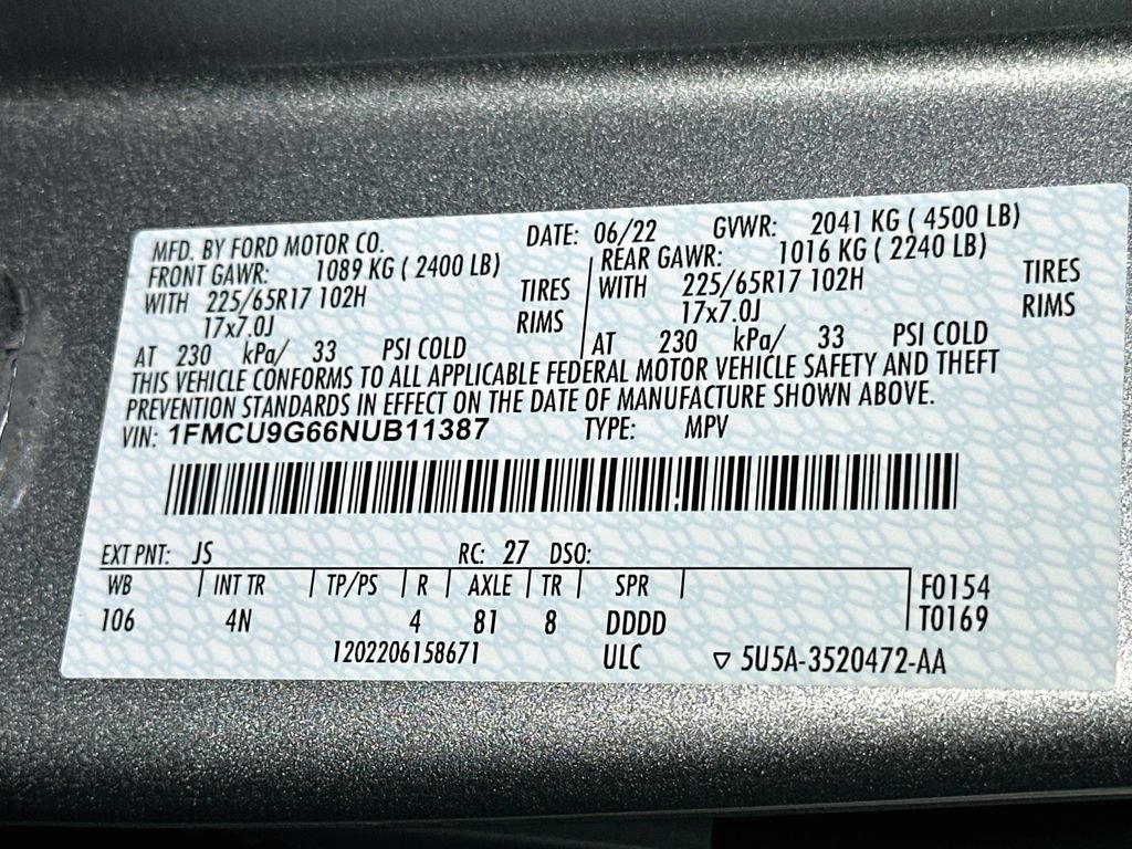 Certified 2022 Ford Escape SE AWD/4WD image 21