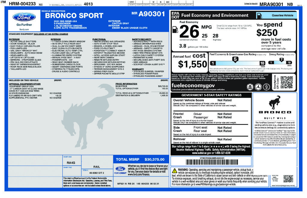 Certified 2021 Ford Bronco Sport Big Bend AWD/4WD image 30