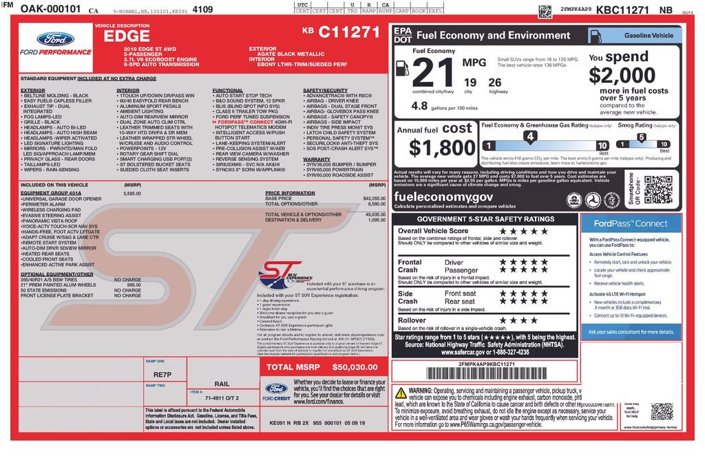 Certified 2019 Ford Edge ST w/ Equipment Group 401A AWD/4WD image 3