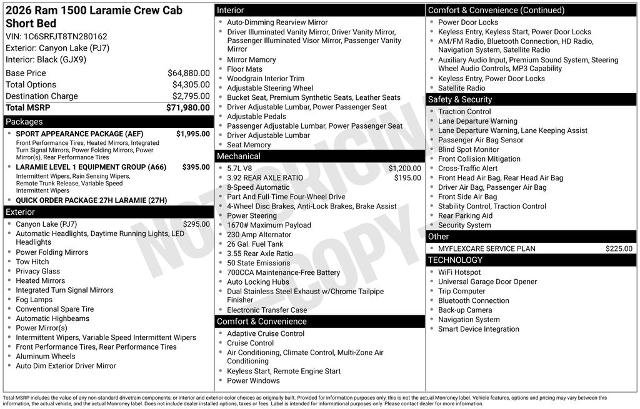 Used 2026 RAM 1500 Laramie w/ Sport Appearance Package AWD/4WD image 8