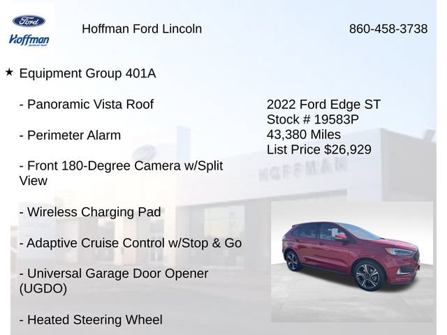 Certified 2022 Ford Edge ST w/ Equipment Group 401A AWD/4WD image 6