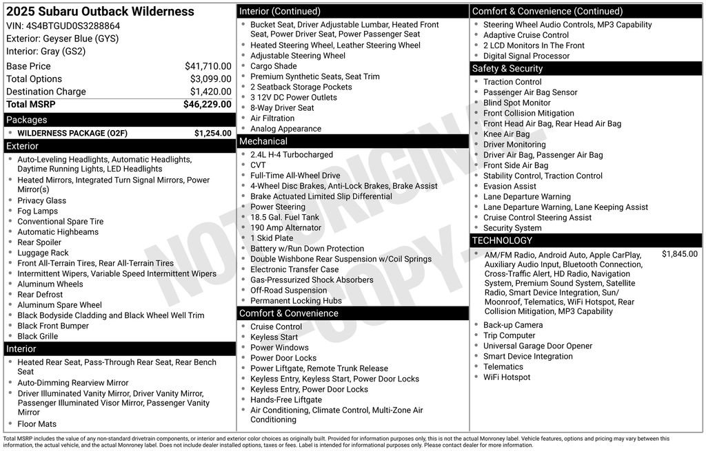 Used 2025 Subaru Outback Wilderness w/ Wilderness Package AWD/4WD image 3