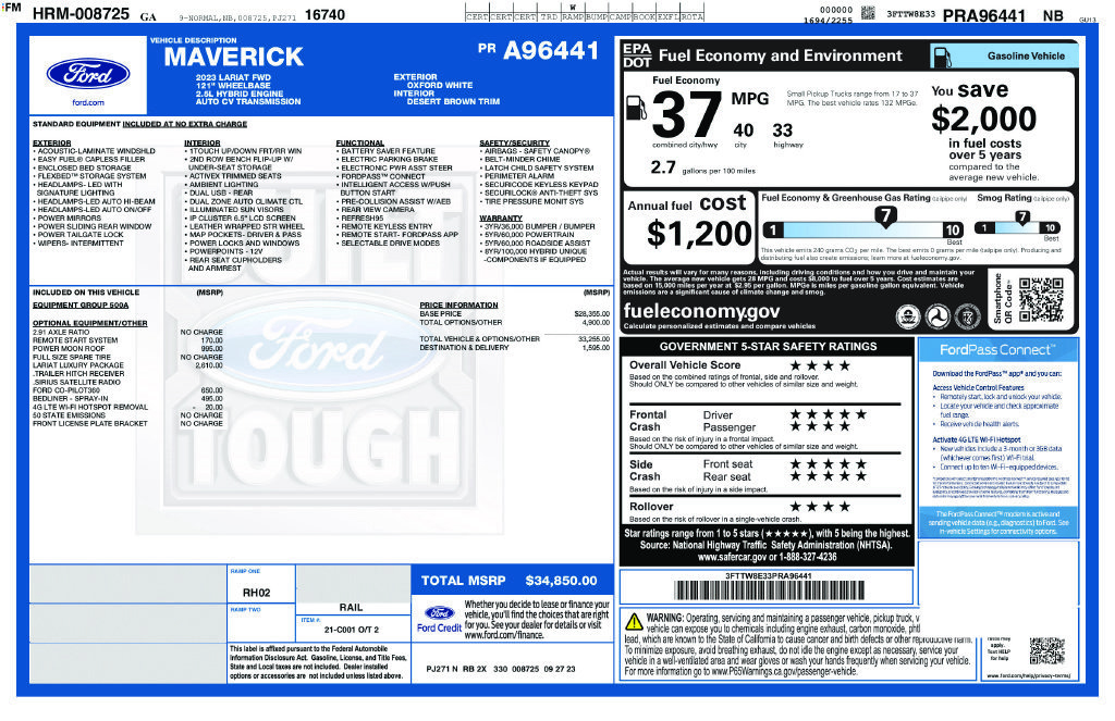 Certified 2023 Ford Maverick Lariat w/ Lariat Luxury Package FWD image 27