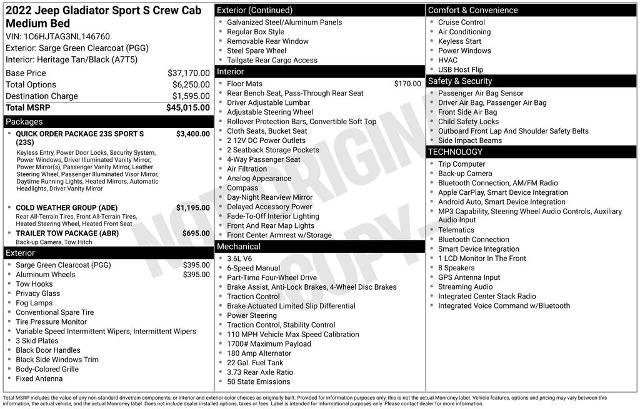Used 2022 Jeep Gladiator Sport AWD/4WD image 6