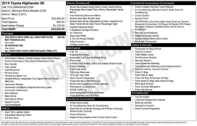 Used 2019 Toyota Highlander SE AWD/4WD image 9