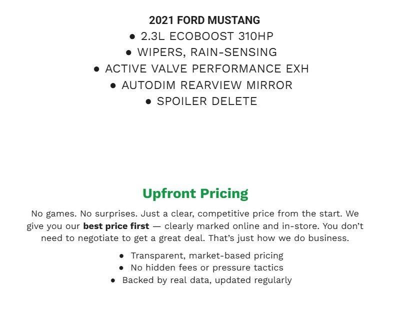 Certified 2021 Ford Mustang Coupe w/ Equipment Group 101A RWD image 2