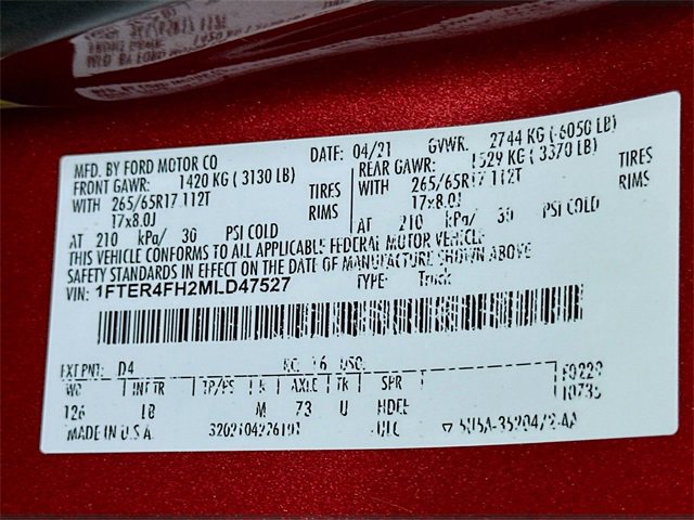 Certified 2021 Ford Ranger XLT w/ Equipment Group 301A Mid image 24