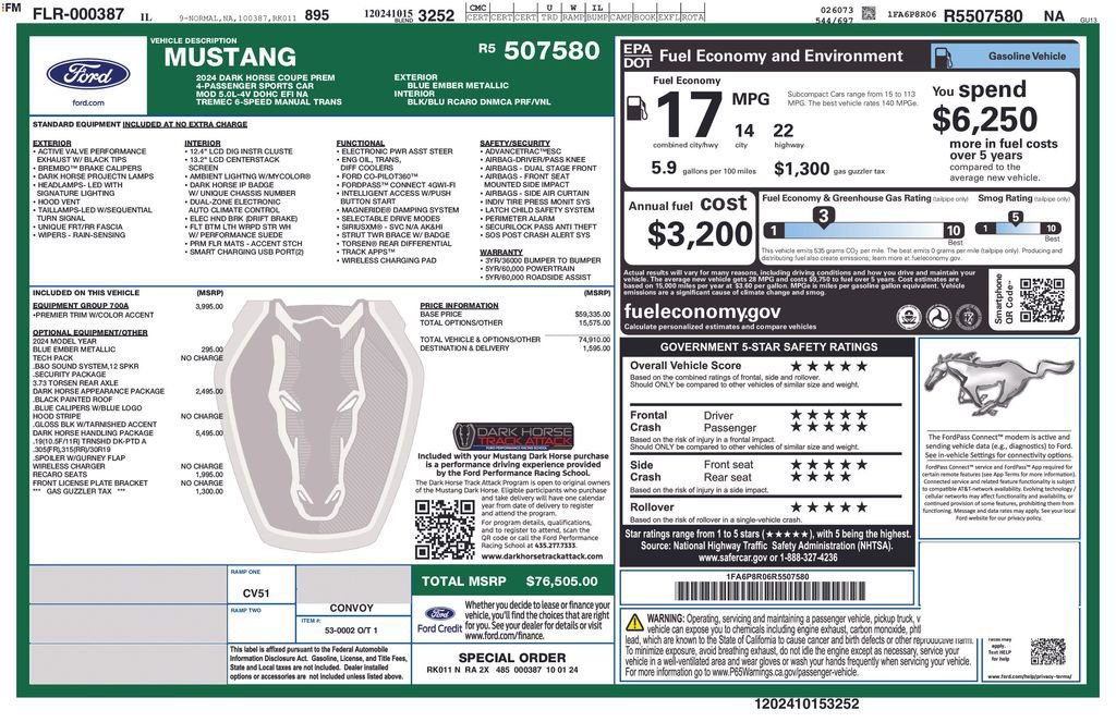 Certified 2024 Ford Mustang Dark Horse w/ Dark Horse Handlin Package RWD image 35