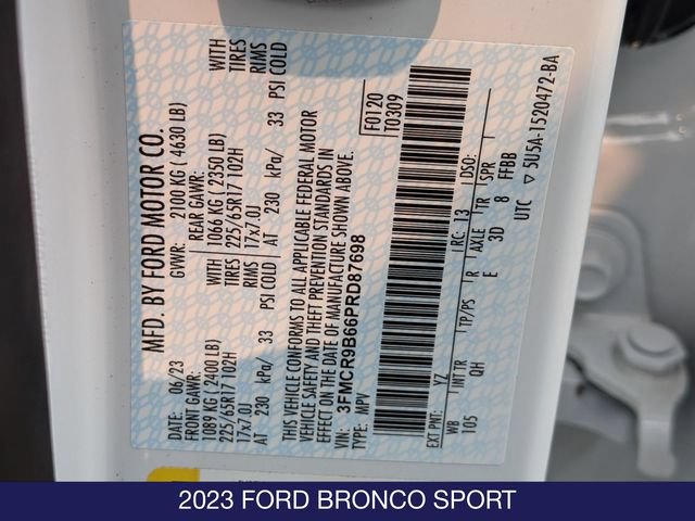 Certified 2023 Ford Bronco Sport Big Bend w/ Convenience Package AWD/4WD image 32