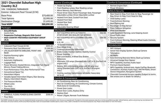 Used 2021 Chevrolet Suburban High Country AWD/4WD image 45