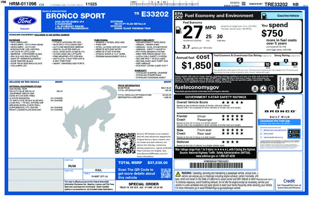 Certified 2026 Ford Bronco Sport Outer Banks AWD/4WD image 14