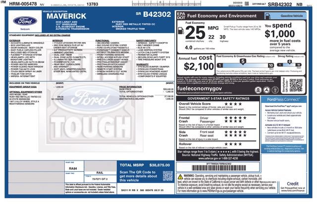Certified 2025 Ford Maverick Lariat AWD/4WD image 36