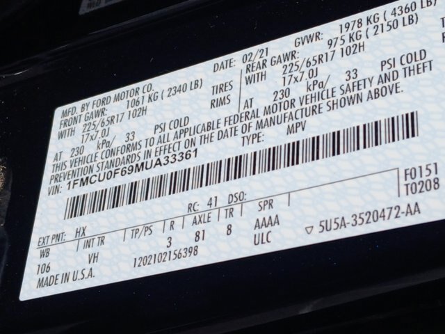Certified 2021 Ford Escape S FWD image 17