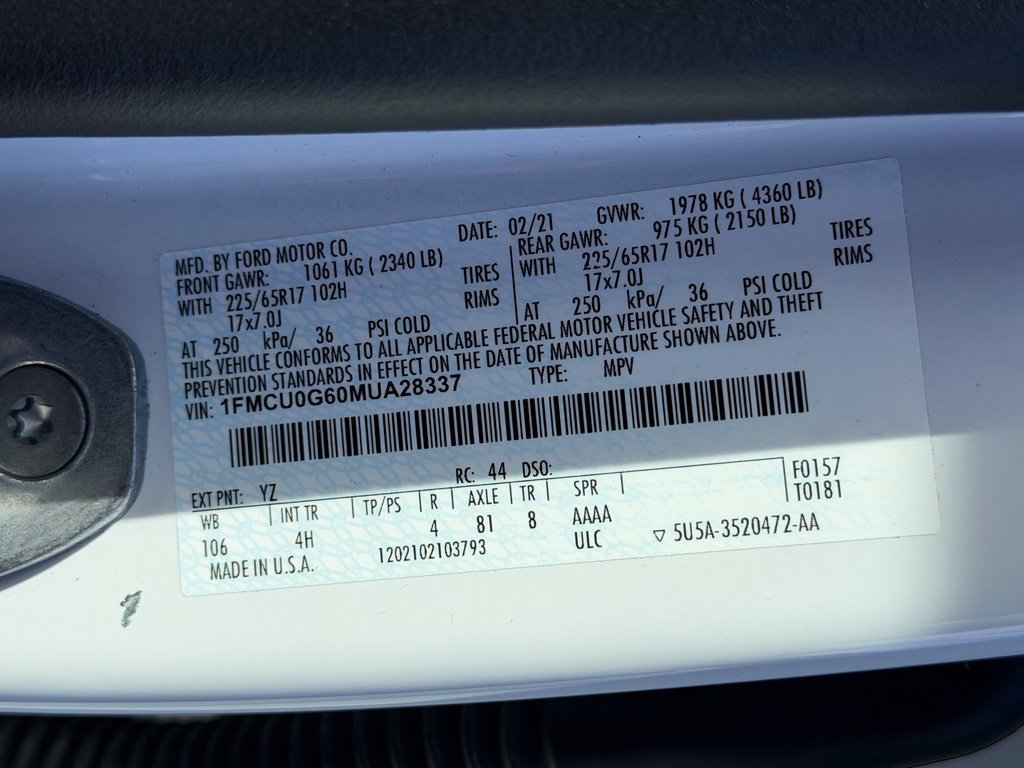 Certified 2021 Ford Escape SE FWD image 40
