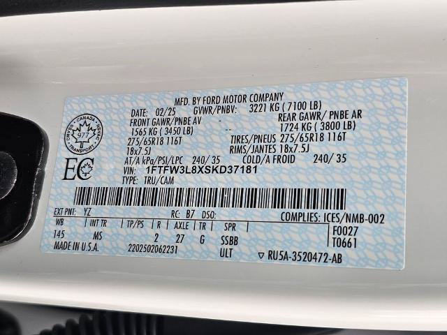 Certified 2025 Ford F150 XLT w/ Equipment Group 301A Standard AWD/4WD image 35
