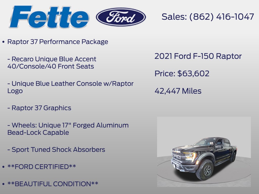 Certified 2021 Ford F150 Raptor w/ Raptor 37 Performance Package AWD/4WD image 7