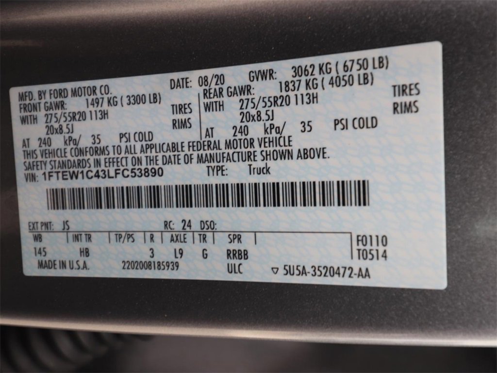 Certified 2020 Ford F150 Lariat w/ Equipment Group 502A Luxury image 24