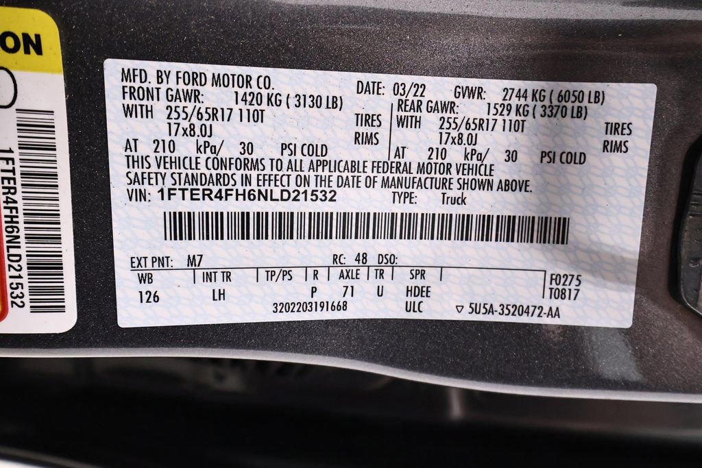 Certified 2022 Ford Ranger XLT w/ Equipment Group 302A High image 44