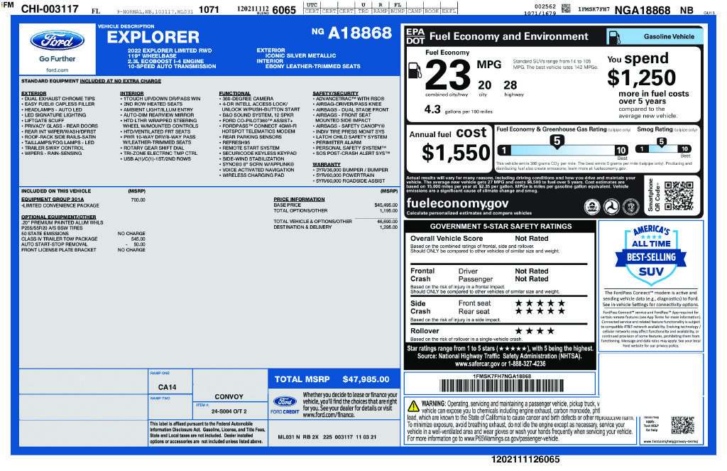 Certified 2022 Ford Explorer Limited w/ Equipment Group 301A RWD image 5