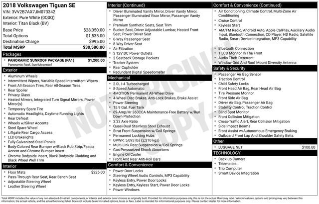 Used 2018 Volkswagen Tiguan SE w/ Panoramic Sunroof Package image 11