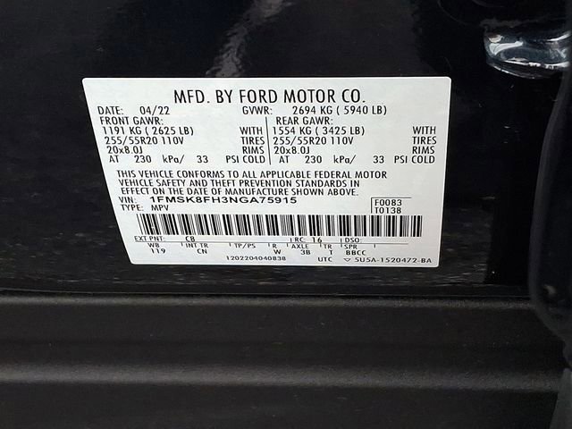 Certified 2022 Ford Explorer Limited w/ Equipment Group 301A image 32
